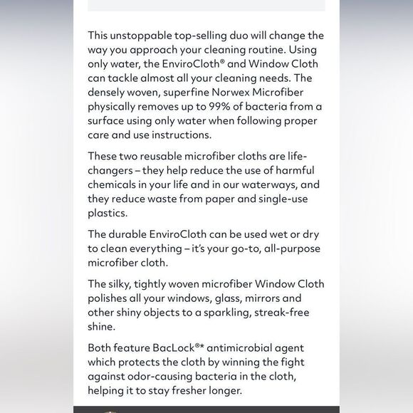 Norwex Enviro Cloth and Window Cloth Basic Package Blue and Blue Stripe NWT - Picture 4 of 11